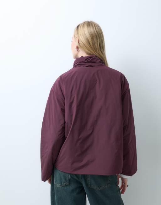 Pieces Jacke mit Stehkragen, Wattierung und Knebelverschluss in Burgunderrot, 3 von 4