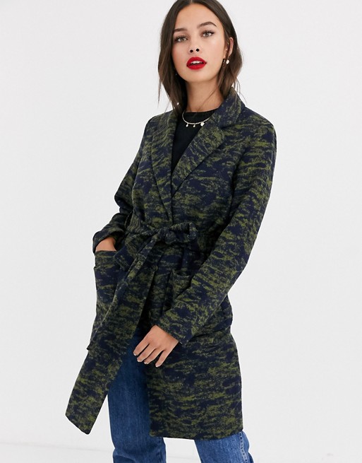Pieces Jackie Camo Print Lightweight Trench Coat