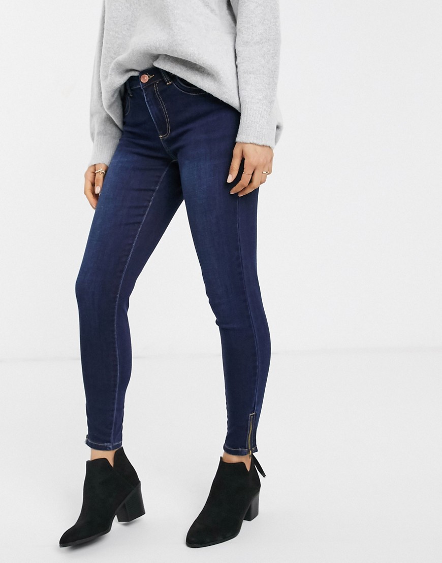 Pieces - Jamie - Enkellange skinny jeans met hoge taille-Blauw