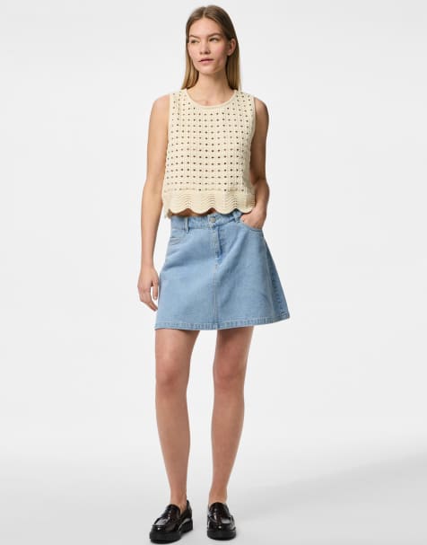 Pieces Denim skirt in light blue
