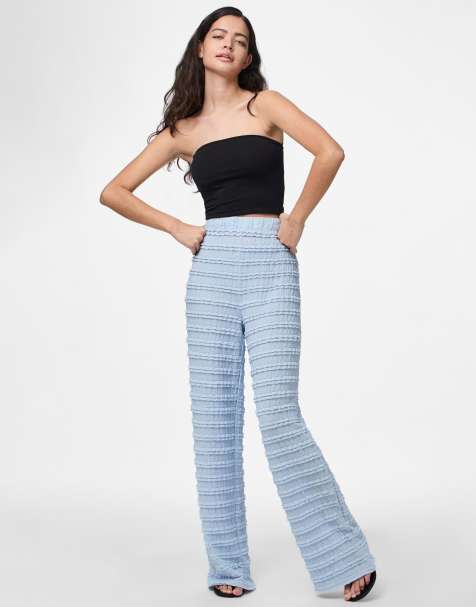 Pieces Wide-leg trousers in light blue