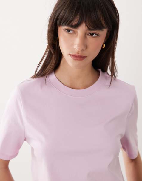 Pieces – Jasnoróżowy T-shirt o pudełkowym kroju - view 1