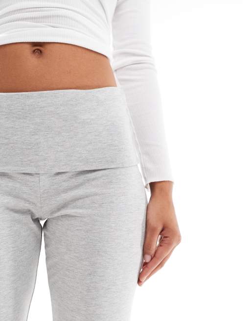 Pieces – Jasnoszare legginsy dzwony do jogi z wywiniętą talią, 4 z 5