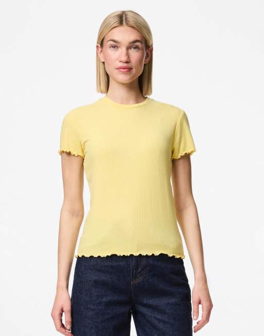 Pieces – Jasnożółty T-shirt