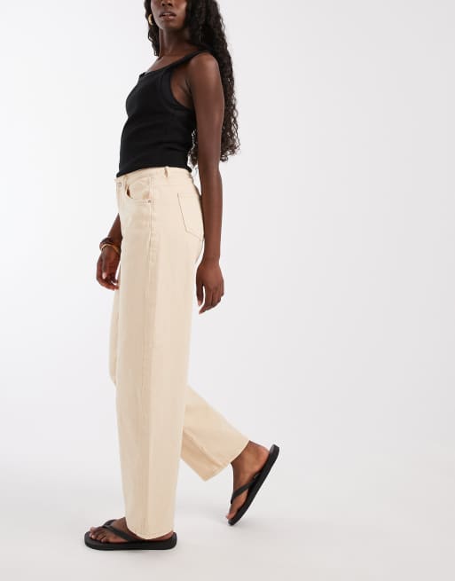 Pieces - Jean barrel à taille haute - Blanc cassé, 3 de 5