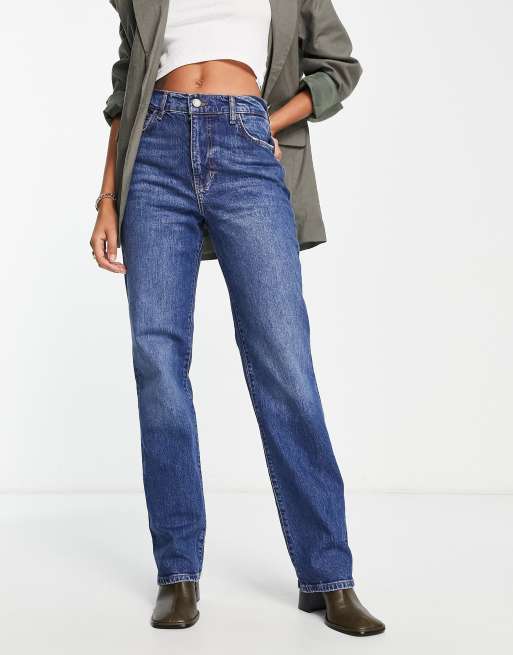 Pieces Jean droit taille haute Bleu fonc ASOS