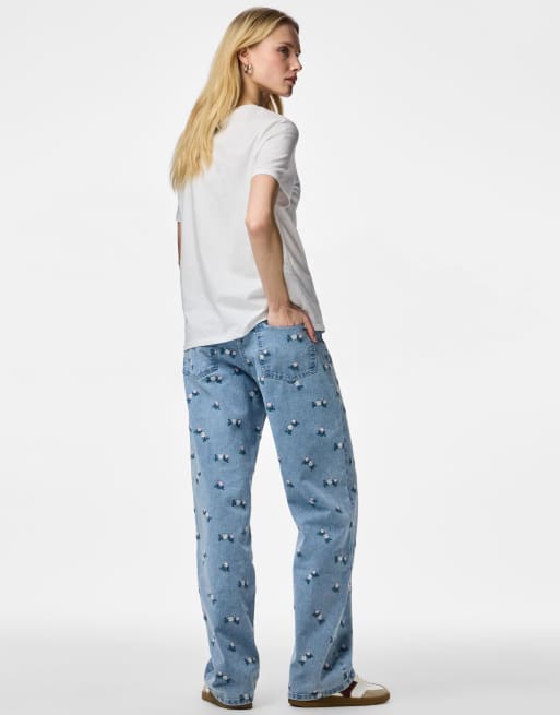 Pieces - Jeans dritti blu chiaro, 3 di 5