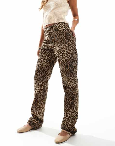 PIECES - Jeans med lige ben og leopardprint - view 1