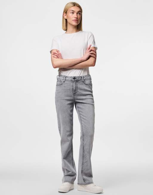 Pieces - Jeans met rechte pijpen in lichtgrijs denim