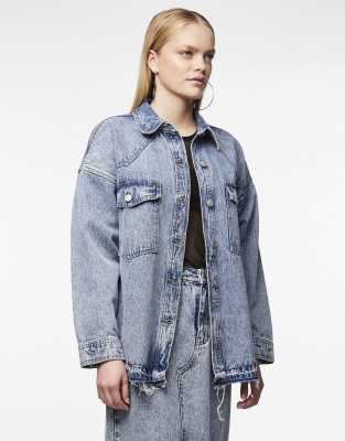 Pieces - Jeanshemd in Denim-Mittelblau