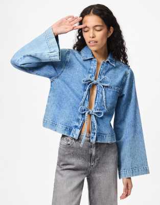 Pieces - Jeanshemd in Denim-Mittelblau