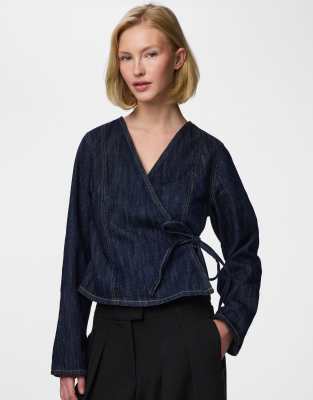 Pieces - Jeanshemd in Dunkelblau