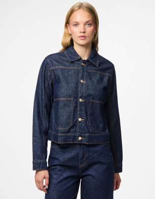 Pieces - Jeansjacke aus dunkelblauem Denim