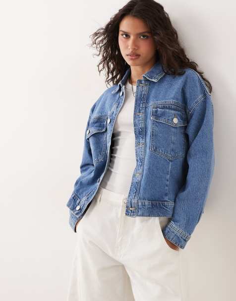 Pieces – Jeansjacke aus mittelblauem Denim - view 1