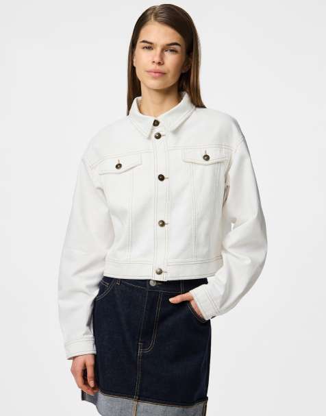 Pieces – Jeansjacke in Wolkentänzer-Weiß - view 1