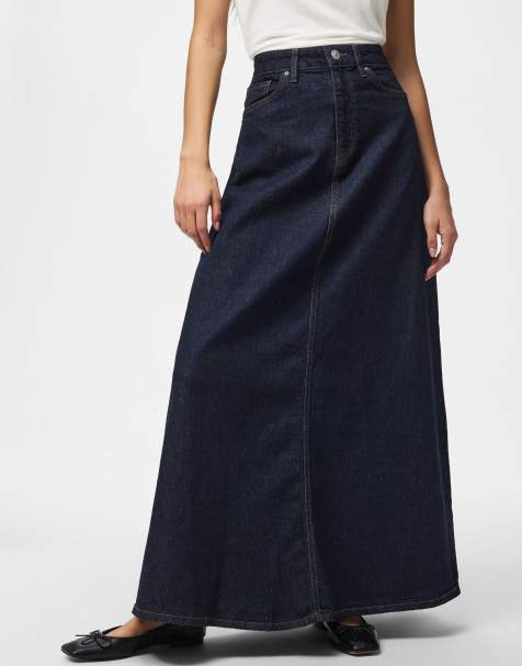 Pieces jeanskjol i mörkblå denim - view 1