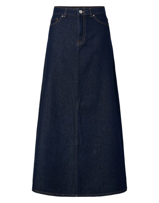 Pieces jeanskjol i mörkblå denim, 7 av 7
