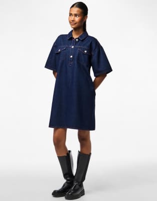 Pieces - Jeanskleid in Indigoblau