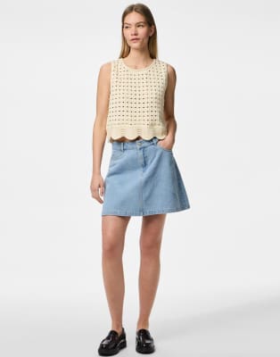 Pieces - Jeansrock in Hellblau