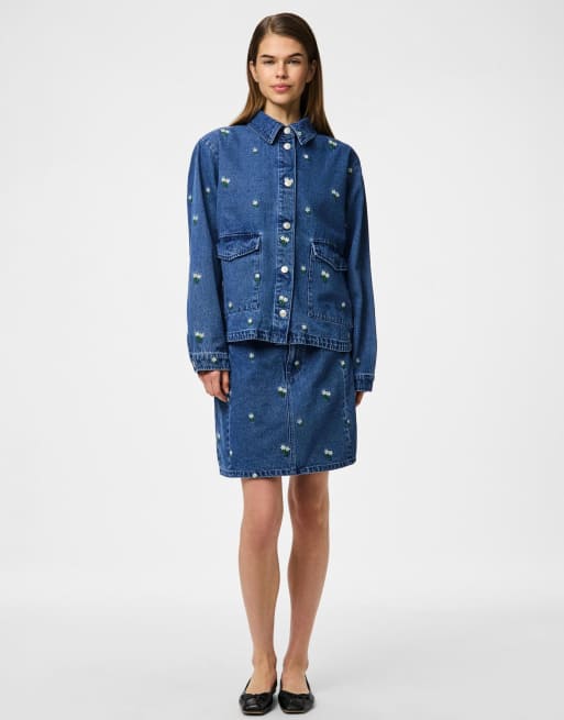 Pieces – Jeansrock in Hellblau