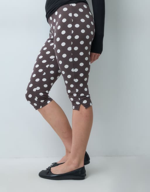 Pieces jersey capribroek met bruine polkadot, 4 van 5
