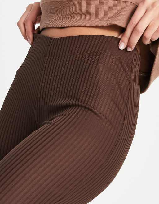 Pieces jersey flared pants in chocolate, 2 of 4