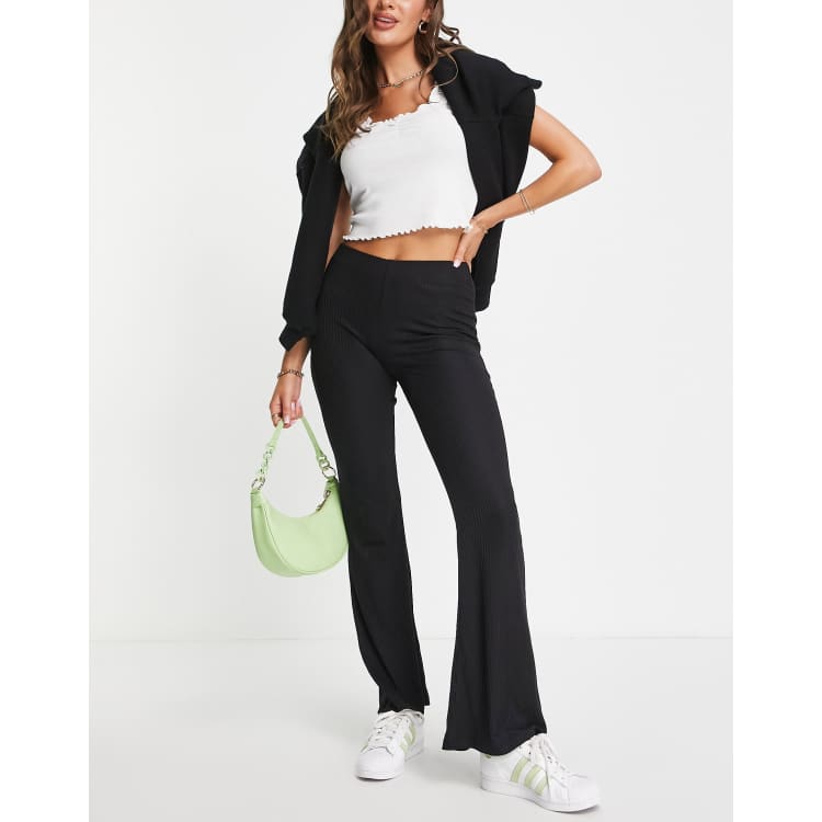 Black jersey flare store trousers