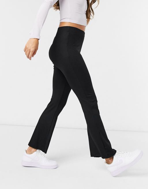 Pieces jersey flares in black, 4 of 4