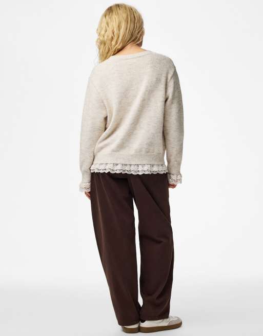 Pieces - Jersey gris blanquecino 1, 2 de 6