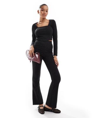 Pieces Jersey Long Sleeve Top In Black