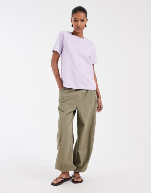 Pieces jersey t-shirt in pastel lilac , 2 of 4