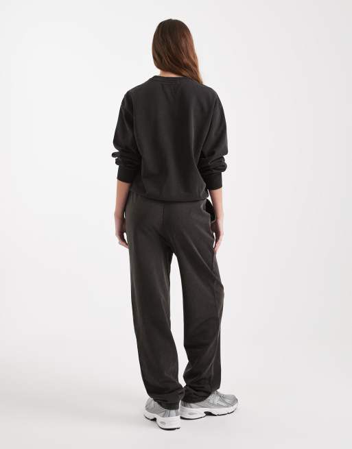Pieces - Joggingbroek met rechte pijpen in zwart met wassing, deel van co-ord set, 3 van 5