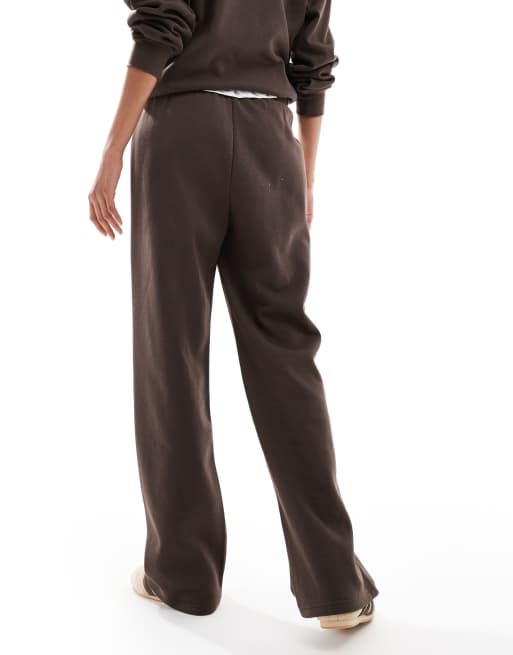 PIECES - Joggingbroek met wijde pijpen in chocoladebruin, deel van co-ord set , 5 van 5