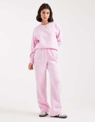 Pieces - Jogginghose in Hellrosa mit weitem Bein, Kombiteil