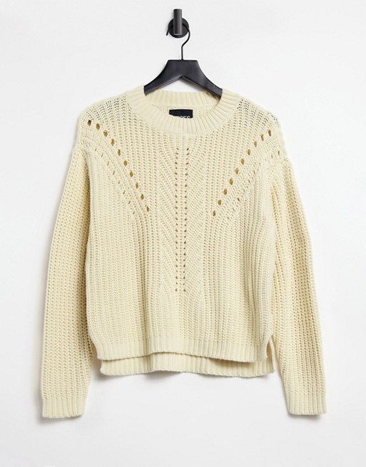 Pieces jumper with textured knit in cream