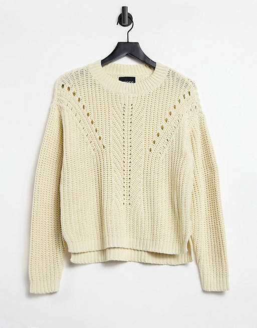 Pieces jumper with textured knit in cream