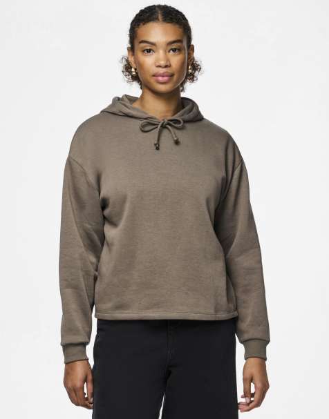 Pieces – Kapuzenpullover in Morchelbraun - view 1