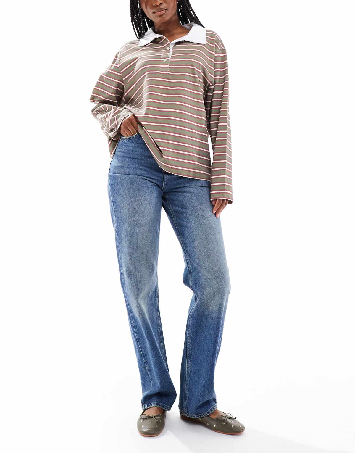 Pieces Kate high waist straight leg jeans in medium blue