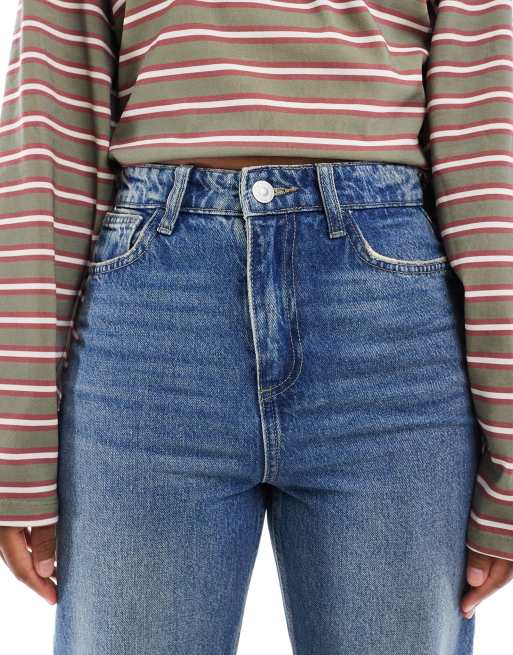 Pieces – Kate – Mellanblå, raka jeans med hög midja, 4 av 5