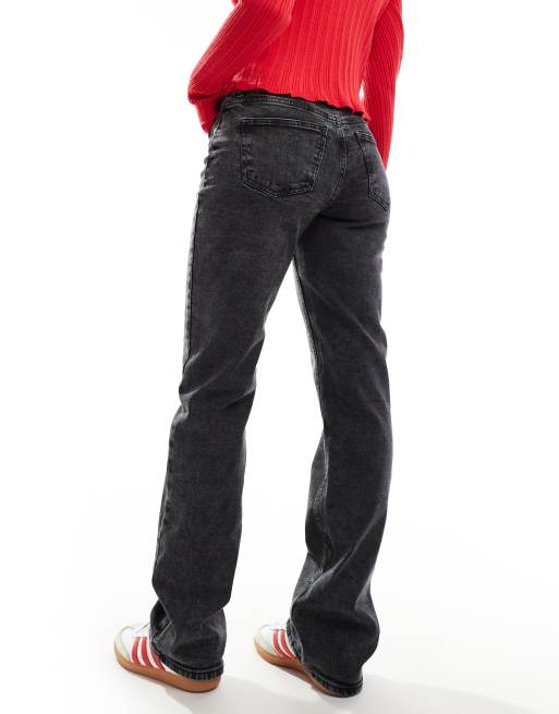 Pieces – Kelly – Gerade geschnittene Jeans in dunkelgrauer Waschung mit mittelhohem Bund, 3 von 5