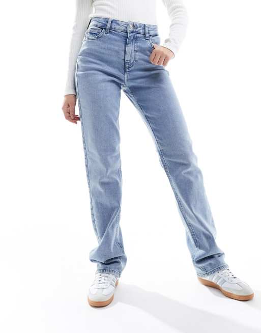 Pieces – Kelly – Gerade geschnittene Jeans in Hellblau mit hohem Bund, 3 von 5