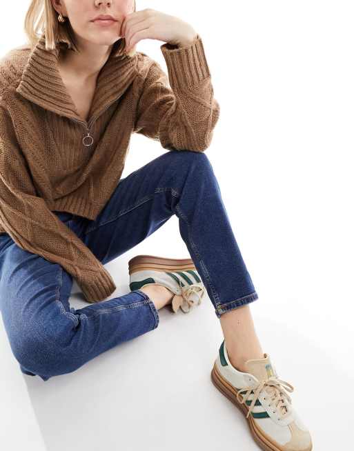 Pieces - Kesia - Mom jeans in donkerblauw denim, 3 van 5