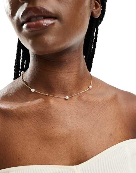Pieces - Ketting met parels en bolletjes in goud - view 1
