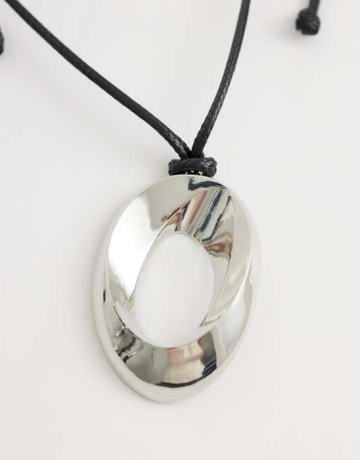 Pieces - Ketting van koord met hangertje in zilverkleur, 4 van 4