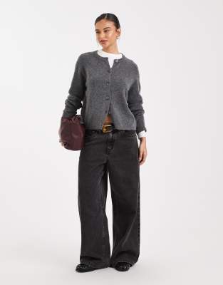 Pieces Knit Cardigan In Gray