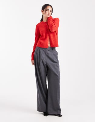 Pieces Knit Cardigan In Red