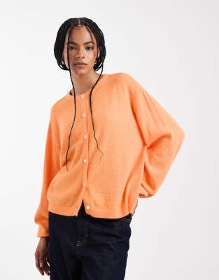Pieces Knit Cardigan In Orange