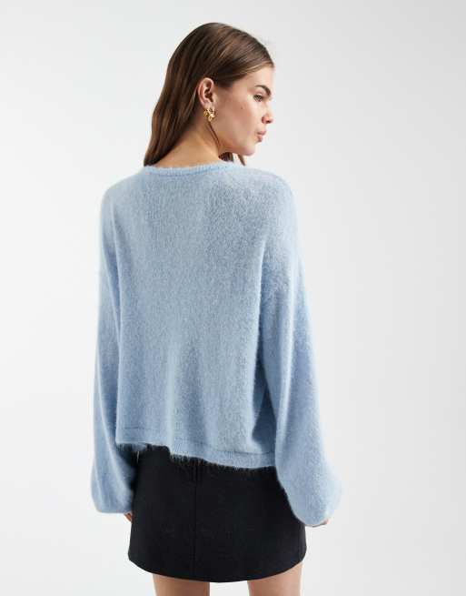 PIECES knit cardigan in sky blue melange, 4 of 4