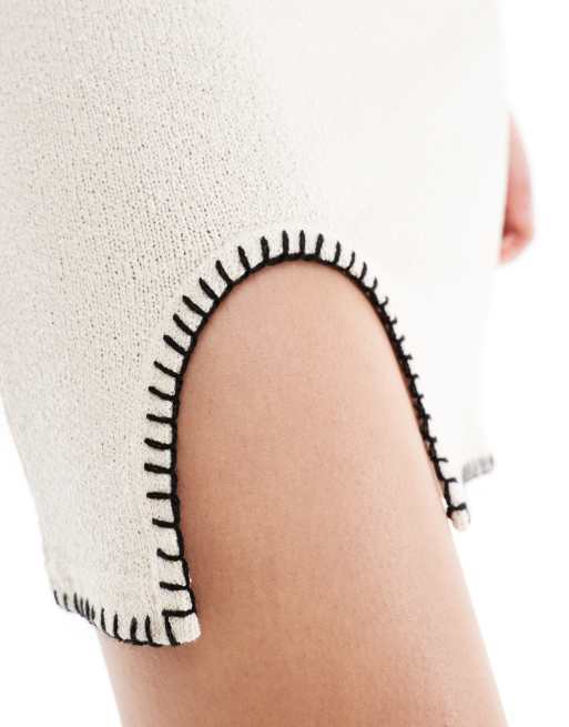 Pieces knit skirt with contrast stitch in sandshell - part of a set, 5 of 5