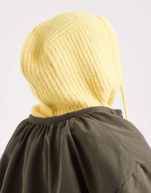 Pieces knitted balaclava in pale banana, 3 of 3